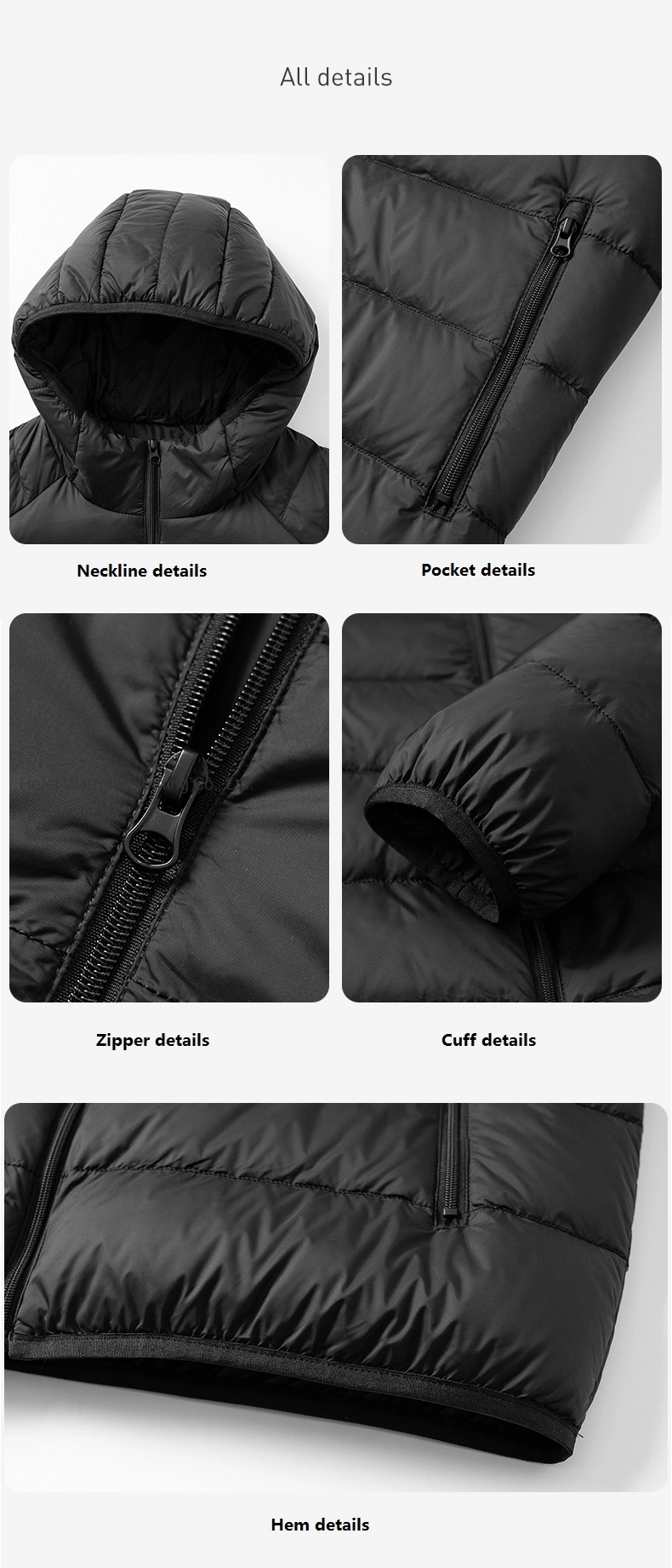 Winter High Quality Down Puffer Jacket Warm Hooded Zipper Eco Men Down Jacket