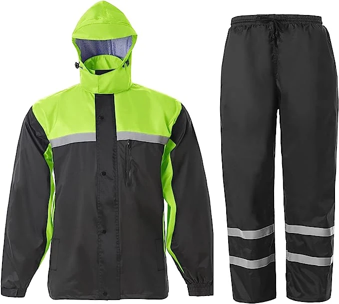 Reflective Safety Jacket for Men &amp; Women High Visibility Rain Jacket Waterproof Raincoat Anti-Storm