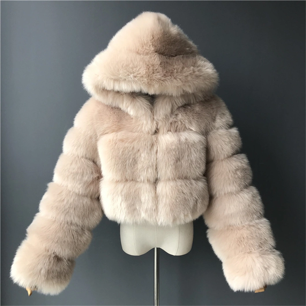 Women Fashion Multicolor Warm Hooded Fur Coat Plus Size S-8XL Winter Jacket