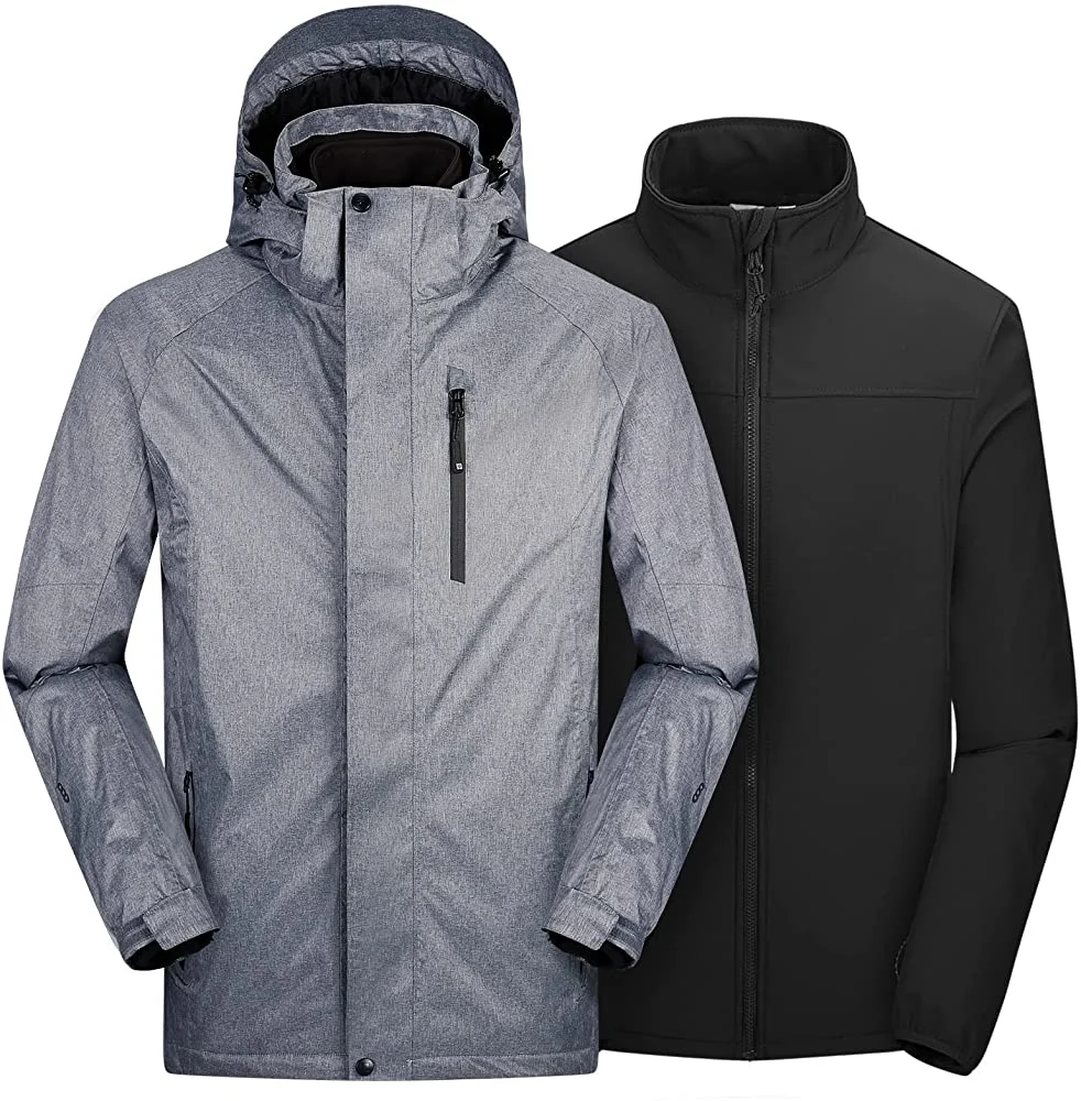 Men&prime;s Waterproof Jacket Insulated Warm 3-in-1 Ski Snow Winter Coat Windproof Softshell Jacket