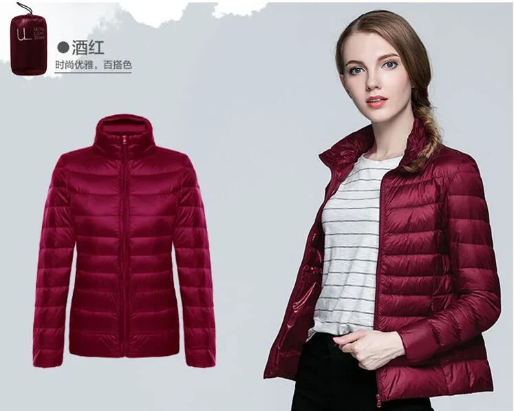 Women Long Sleeve Lightweight Packable Puffer Down Jacket