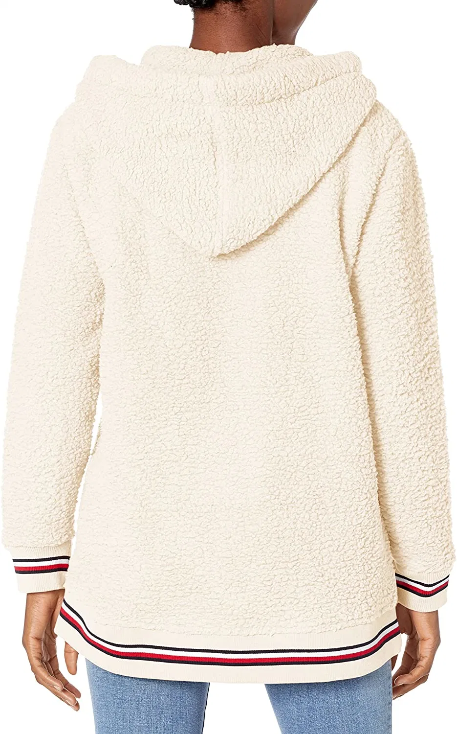 Warm White Customized Girls Soft Sherpa Fleece Hooded Jacket