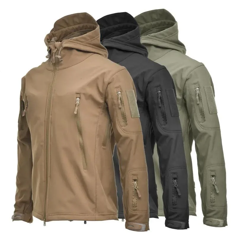 Factory Men Outdoor Windproof Waterproof Security Warm Fleece Lining Coat Winter Tactical Jacket