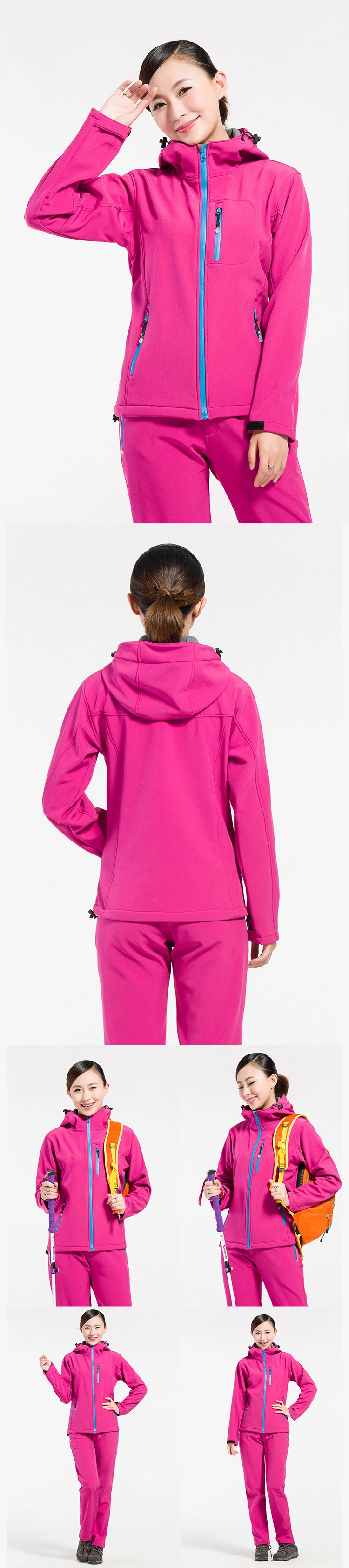 Fleece Warm Custom Logo Blank Windbreaker Softshell Jacket for Women