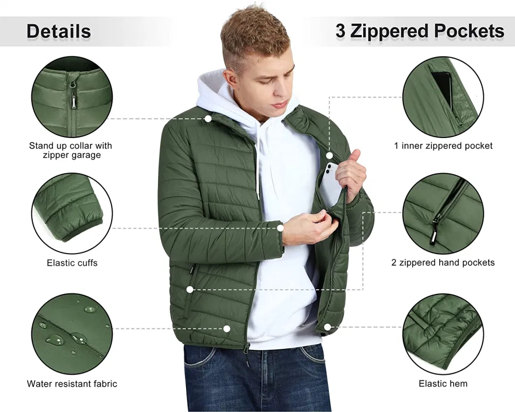 Men Lightweight Nylon Waterproof/Windproof/Outdoor Breathable Packable Puffer / Down Jacket 90% Down 10% Feather BSCI