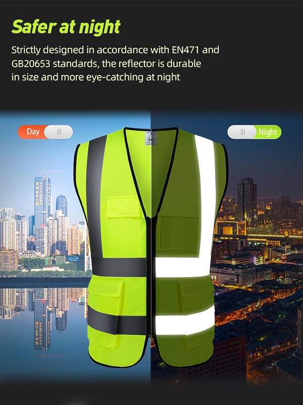 Wholesale Safety Vests High Visibility Orange Clothing Outdoor Night Running Protective Construction Reflective Safety Workwear Vest