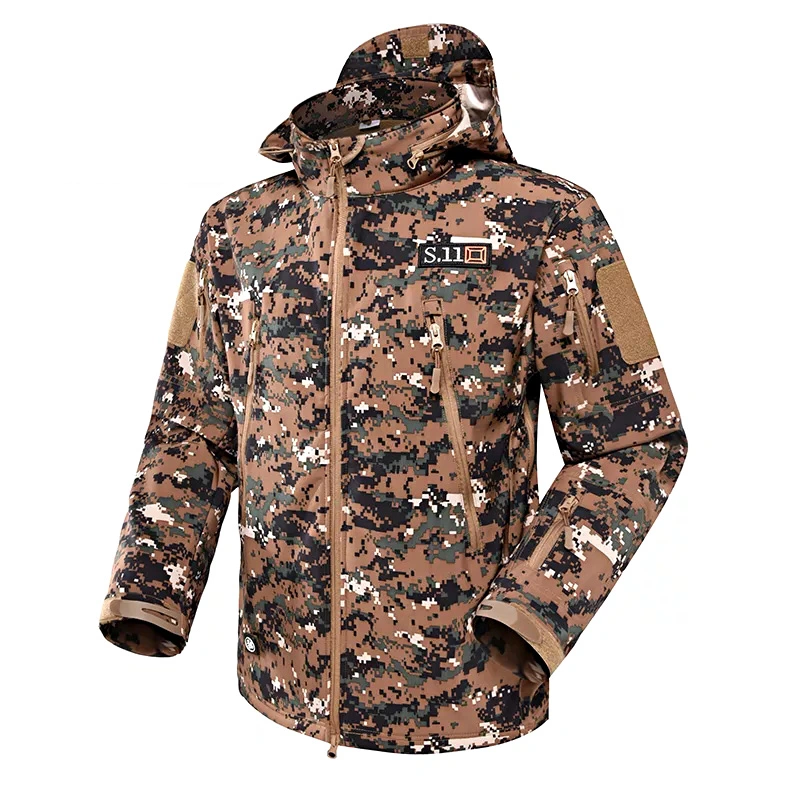 Manufacturer Custom Italy Digital Camouflage Outdoor Hiking Camping Coat Camouflage Fleece Military Soft Shell Jacket