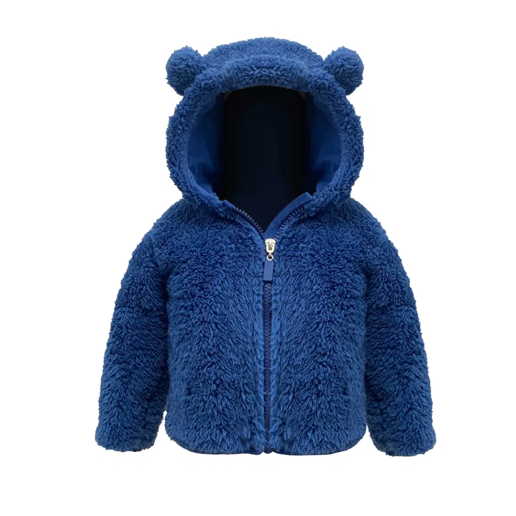 Thick Coat Flannel Sherpa Pullover Tops Toddler Little Girls Fleece Kids Winter Fleece Zipper Hooded Jacket