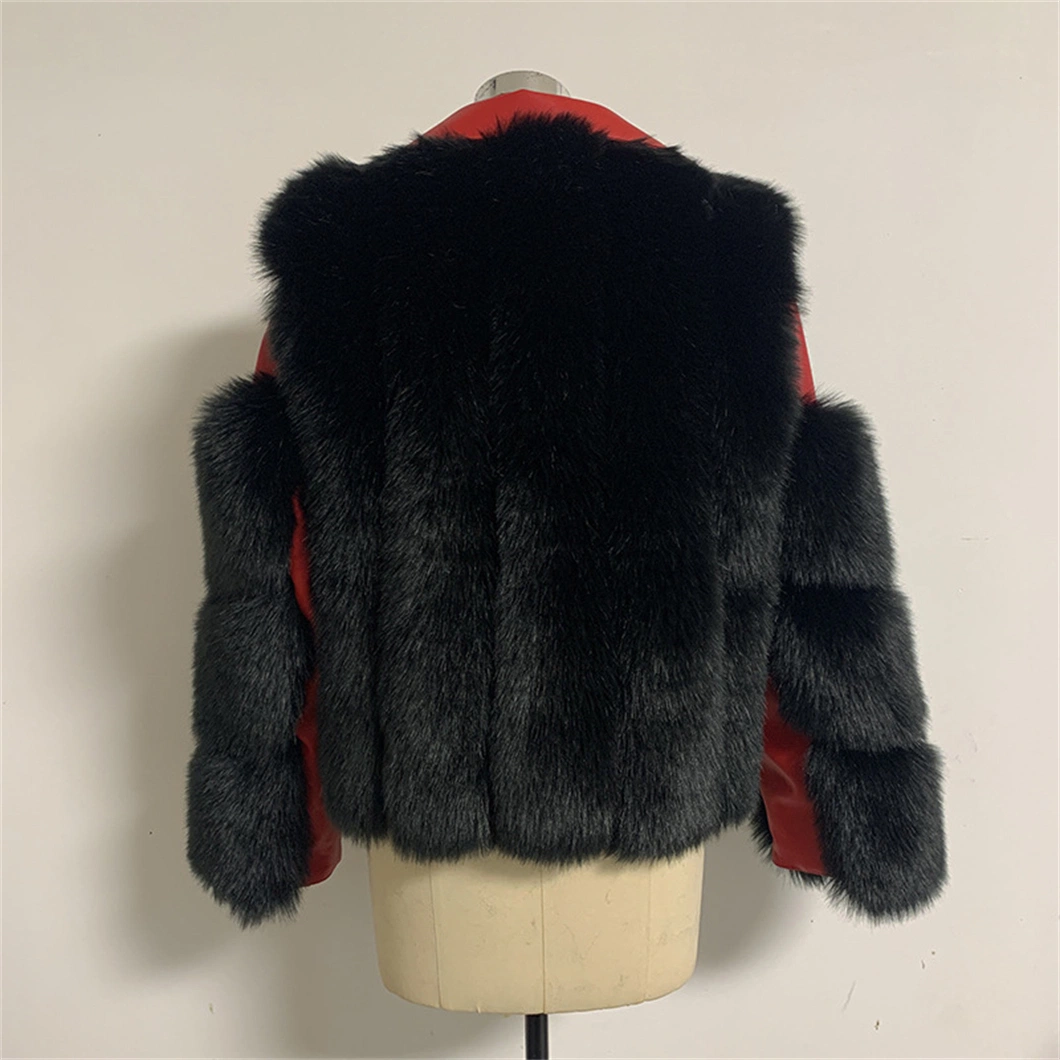 Fur Coat Lady Imitation Fox Fur Patchwork Leather Jacket Xysx05140 Fashion Clip Cotton Warm Coat