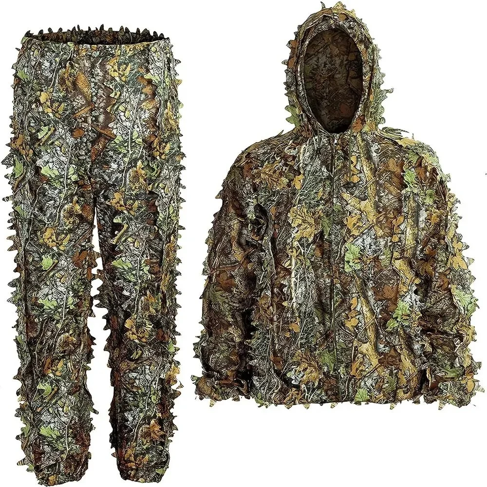 Tactical Military Combat Clothes Set Ghillie Suit Men Women Kids 3D Leafy Bionic Camouflage Hunting Clothing CS Shooting Suit