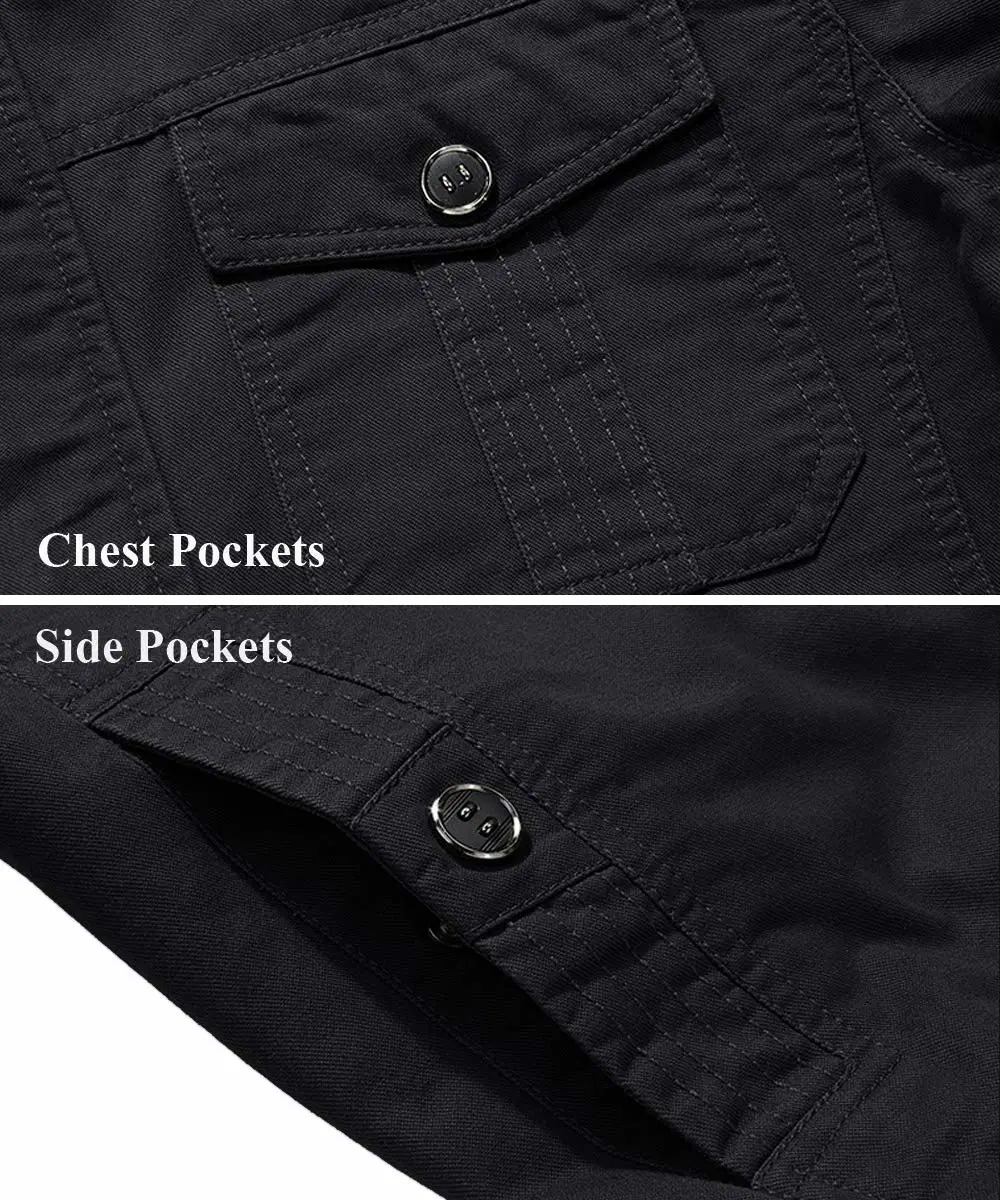 Custom Men&prime;s Cotton Lightweight Pockets Zip Front Stand Collar Jackets Windbreaker for Men