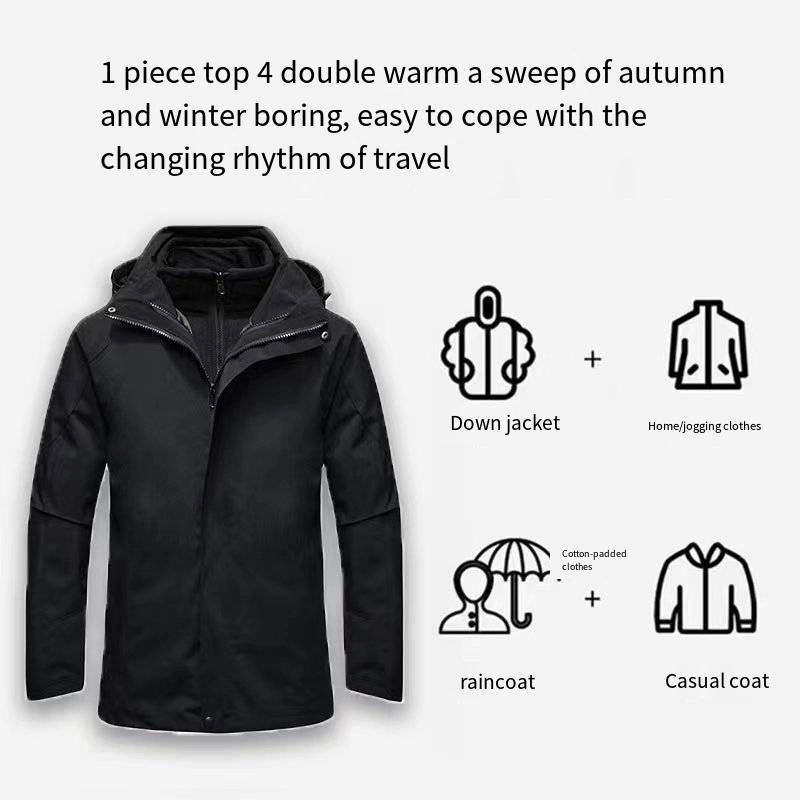 Three-in-One Outdoors Jacket Winter Outdoor Waterproof Windproof Hiking Fishing Clothing Suit Hardshell Jacket for Men and Woman
