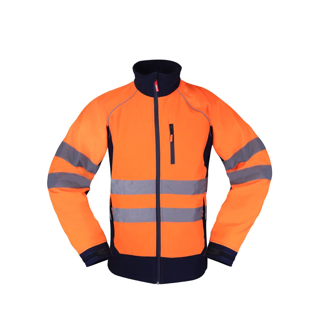 Men 100d Softshell Polar Fleece Polyester Hi Vis Reflective Safety Waterproof Winter Jacket Workwear