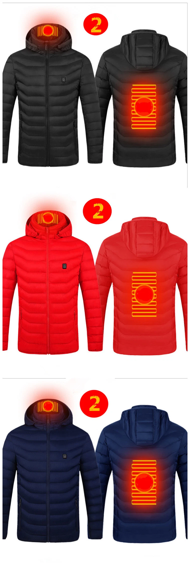 New Winter Multiple Intelligent Heating Coat Lightweight USB Down Jacket From Manufacturer