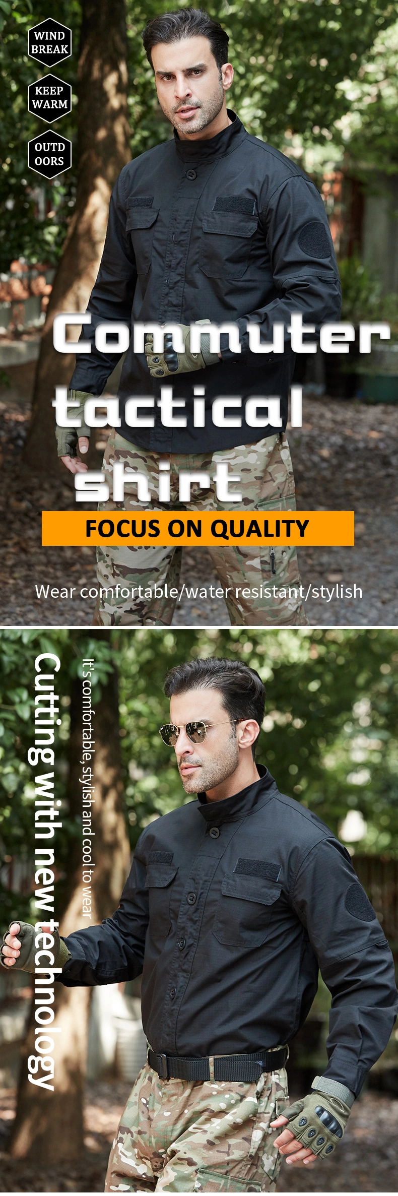 Military Style Outdoor Shirt with Waterproof Technology