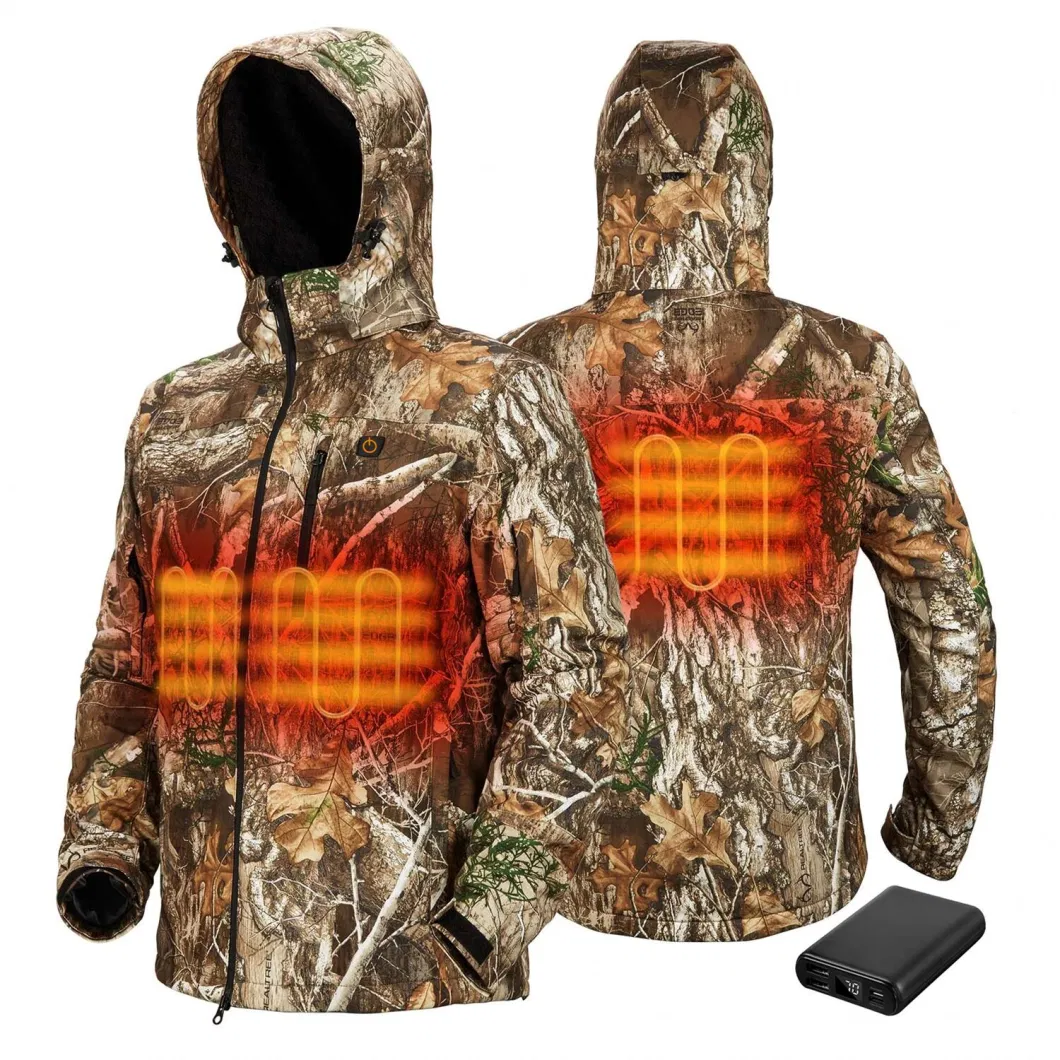 ODM Outdoor Camo Windproof and Waterproof Battery Heated Hunting Fishing 3 in 1 Parka Jacket