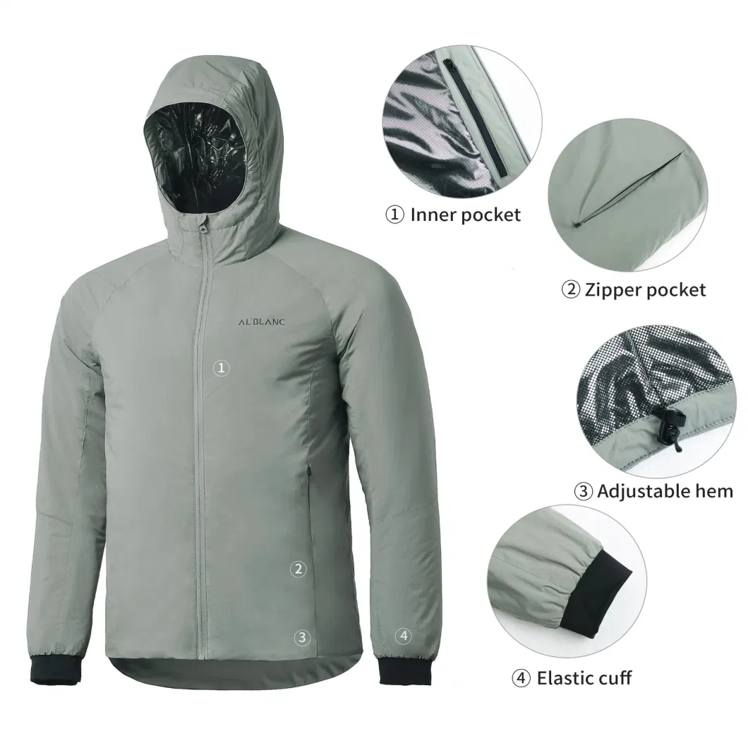 Men Outdoor Clothing Coat Waterproof Polyester Lining Winter Warm Sports Wear Down Padding Jacket with Hood