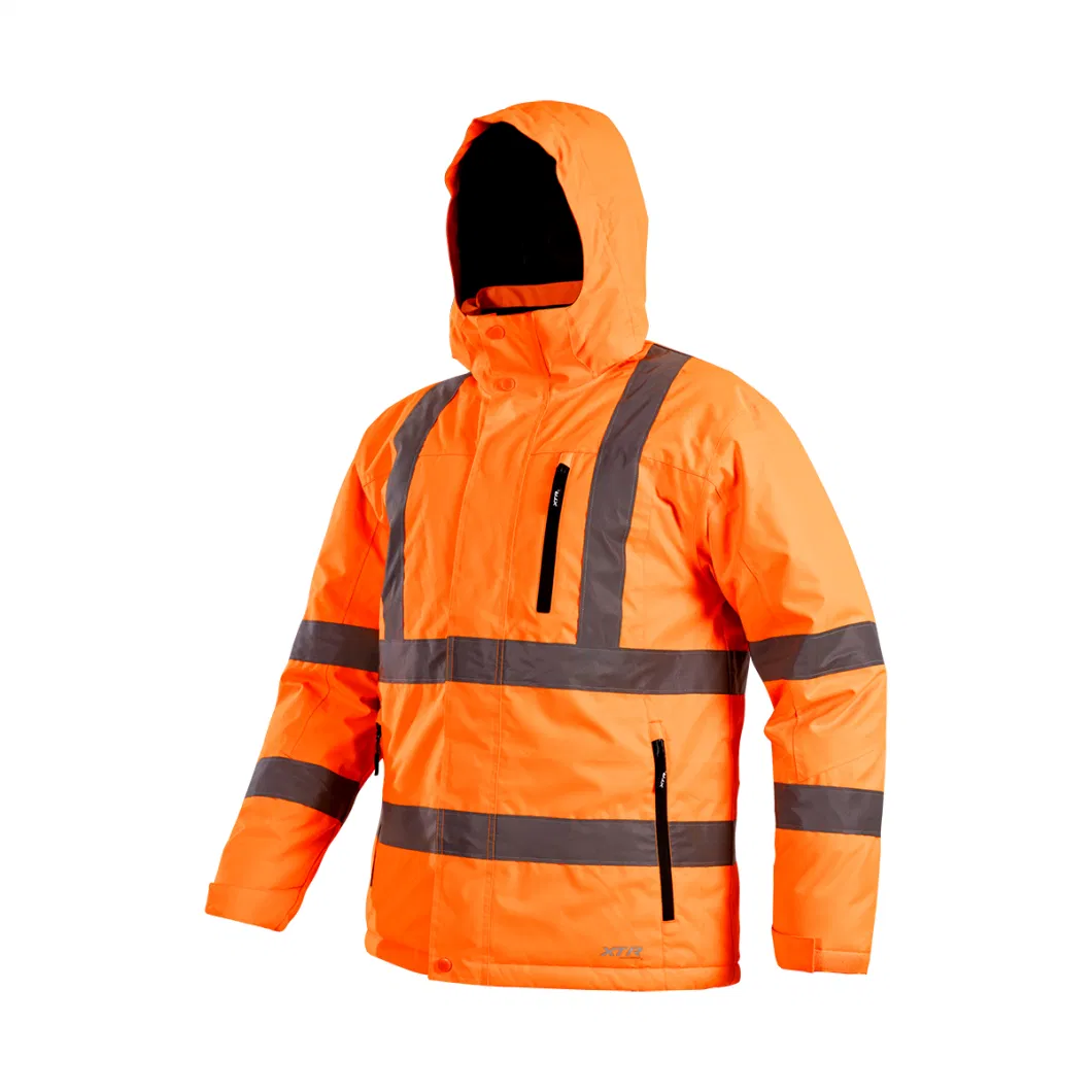 Men 100d Softshell Polar Fleece Polyester Hi Vis Reflective Safety Waterproof Winter Jacket Workwear