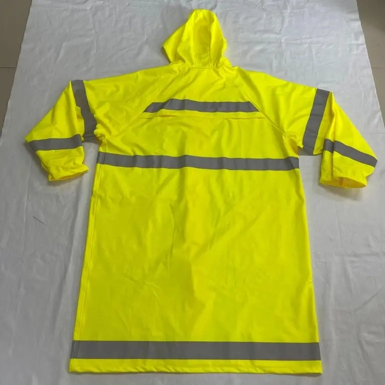 Flame Resistant Reflective Safety Raincoat Hivis Yellow Anti Static Rain Jacket