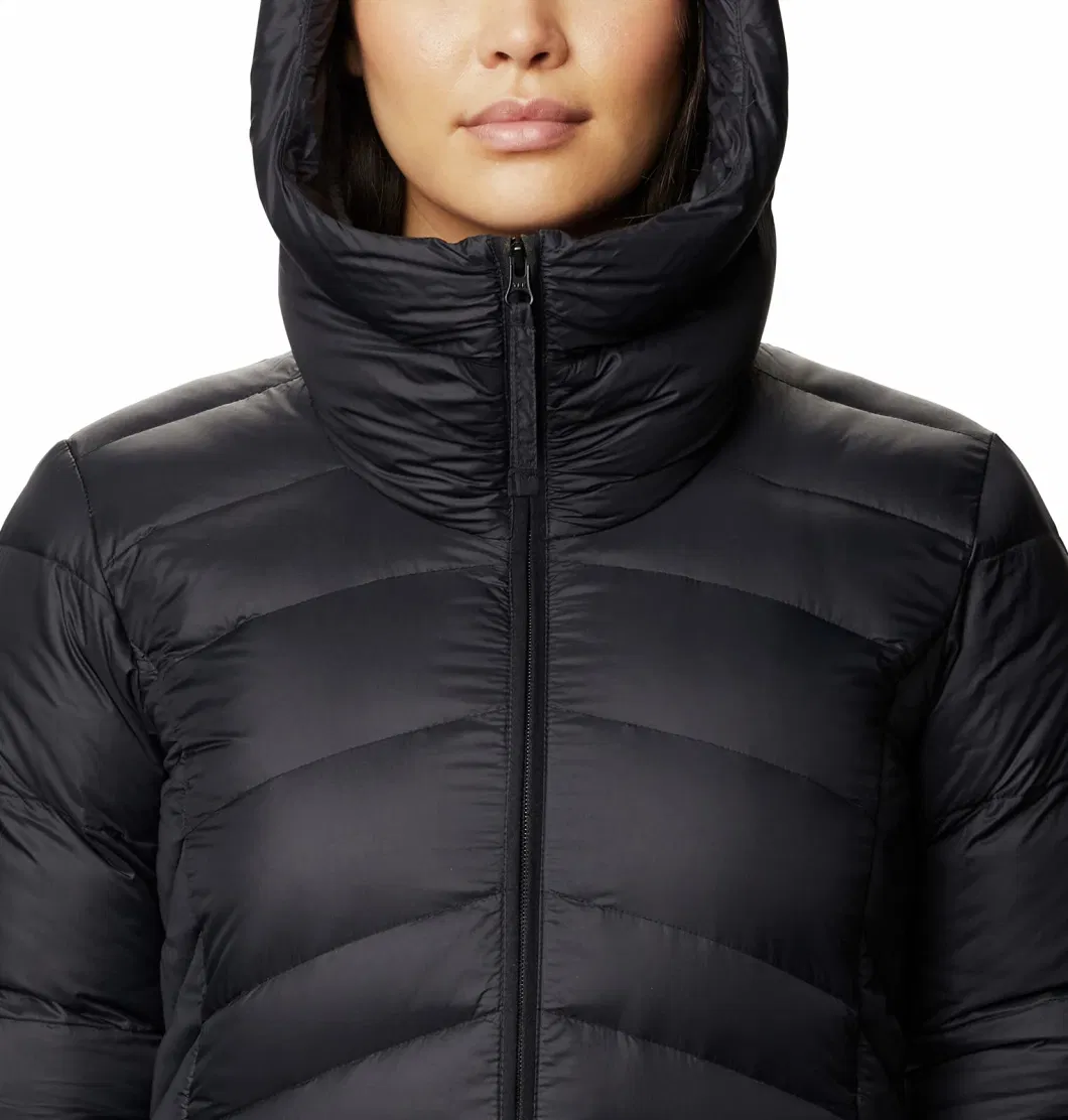 Asiapo China Factory Women&prime;s Pure Colar Thermal Parka Down Hooded Jacket Available in Plus Size