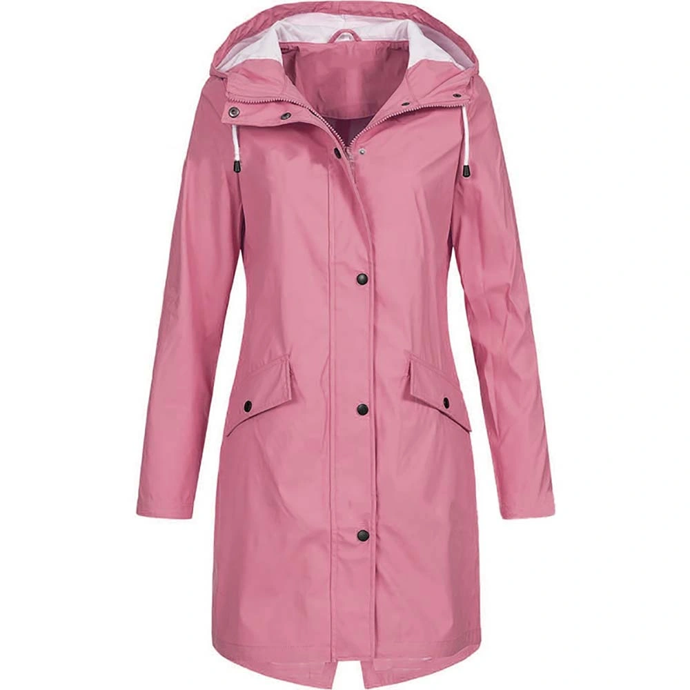 Women&prime; S Fashion Waterproof PU Windbreaker