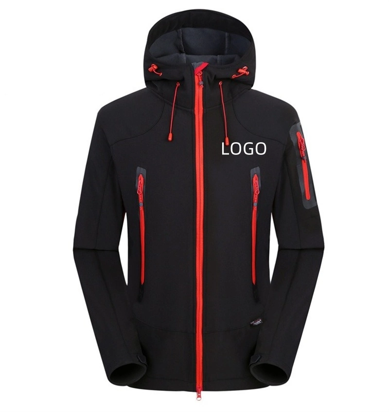 Custom Embroidery Logo Cheap Softshell Breathable Detachable Hooded Tactical Coat Outdoor Men Ski Soft Shell Windbreaker Jacket