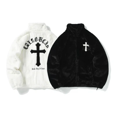  Abrigo de pieles de Conejo de imitación de los hombres de la marca de moda de la calle suelto par Fleece-Lined chaqueta