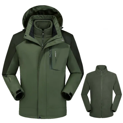  3 en 1 Esquí exterior impermeable de invierno de los hombres chaqueta Softshell anorak polar