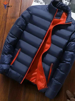 El invierno de los hombres Casual Slim Fit stand-up Collar Zipper chaqueta acolchada
