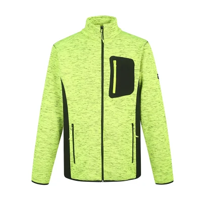  OEM His Vis Verde impermeable Soft Shell Full Zip a prueba de viento Chaqueta de seguridad cálida para hombre con tejido polar Micro para exteriores Bomber