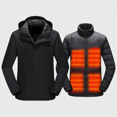  3-en-1 de invierno cálido e chaquetas de fibra de carbono calefacción