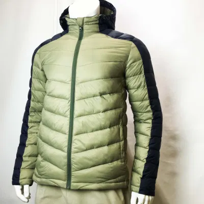  Los hombres de la moda de invierno de nylon acolchado de calentarse falsos Down Jacket chaqueta de llenado