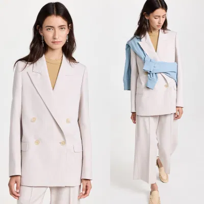  OEM Proveedor elegante Wholesale Moda Fabricante etiqueta privada solapa frontal Bolsillos de manga larga para mujer con puños con botones