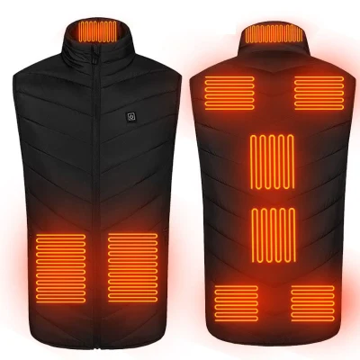  Chaqueta de chaleco térmico USB para hombre Invierno Chaqueta sin mangas al aire libre Caza de pesca Vest