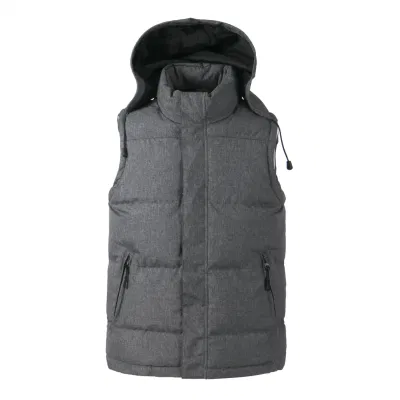 China proveedor cuello alto abajo chaqueta acolchada Gilet llena en gris medio