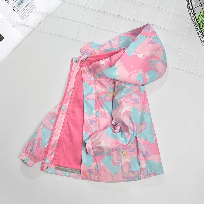 Abrigo para niñas Primavera y otoño de 2023 nuevo estilo de Children&prime;s anorak tres-en-uno desmontable, además de Velvet engrosamiento de las niñas ropa de otoño