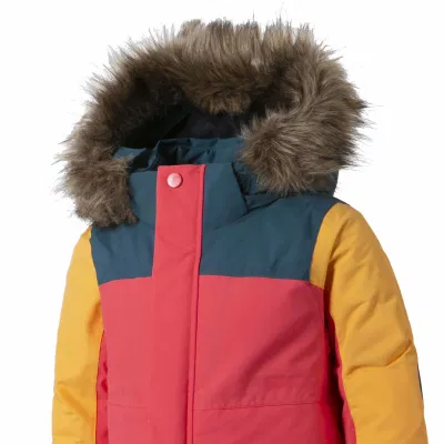Chaqueta impermeable de esquí para chica con piel rosa