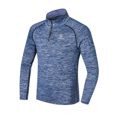 Camiseta de manga larga deportiva Hombre con cuello medio abierto ropa de secado rápido al aire libre Ventilación