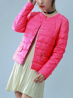  Personaliza la chaqueta de plumón Superlight funcional y de moda rosa de poliéster de invierno Proveedor de fábrica