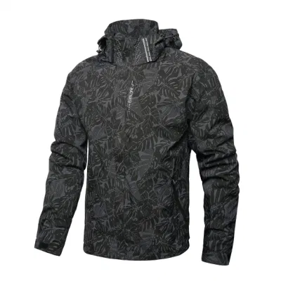  Asiapo China Factory Hombre Negro todo en conjunto de impresión Climbing Ciclismo Senderismo Windbreaker Jacket