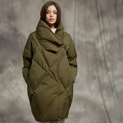  New Winter Down Jacket Chaqueta de plumón gruesa DE MEDIA longitud para mujer