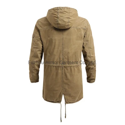  Mayorista de fábrica de cortavientos largos de invierno a prueba de viento/transpirables con capucha.