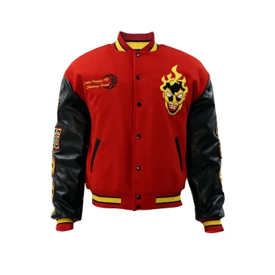  Mangas de cuero estilo fresco de la chaqueta de béisbol untar el logotipo de bordado personalizado