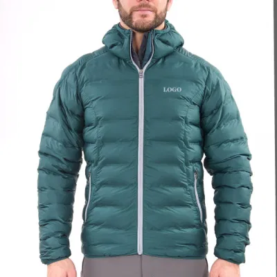precio de fábrica chaquetas de invierno cálido Windproof acolchado abajo chaqueta con fibras recicladas