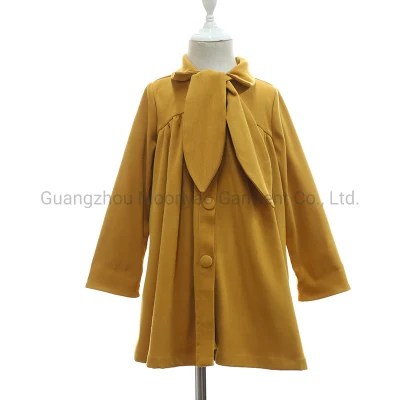  De sarga de algodón cepillado Baby Girl Trench Coat Chaqueta ropa de invierno Fabricante China
