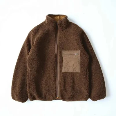  Logotipo personalizado Color sólido Stand cremallera cuello capucha sueltos de manga larga extragrandes Abrigo Sherpa Chaqueta Forro Polar para hombres
