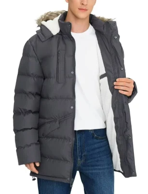  Hombres′ S Calentadores de invierno largos Termales resistentes al agua Puffer Hooded Windbreaker Chaquetas con tejido aislante Thicken Coat con capucha para hombre