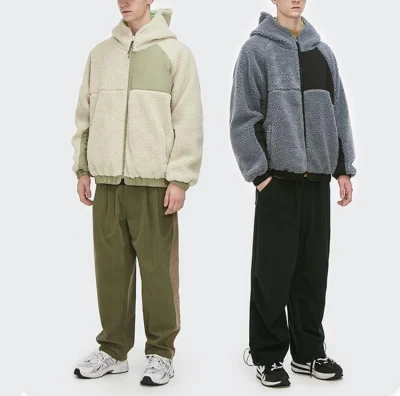 OEM Wholesale China hecho Softshell Sweater de ajuste relajado Sherpa Fleece Chaqueta con capucha para hombre