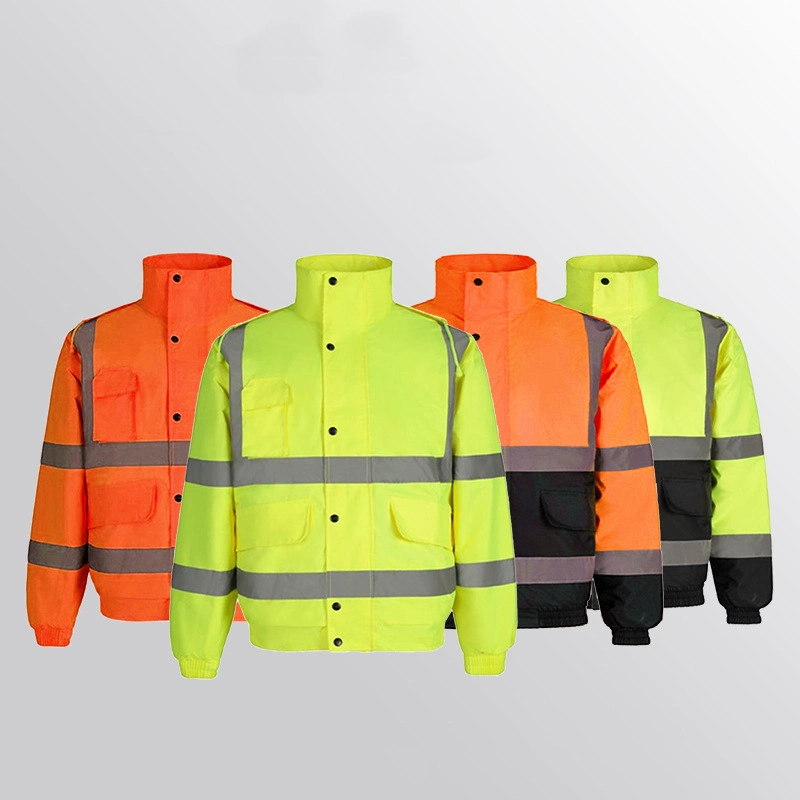 300d Oxford PU Coated Reflective Waterproof Multifunctional Pockets Safety Workwear Clothes Warm Jacket PPE Supplier