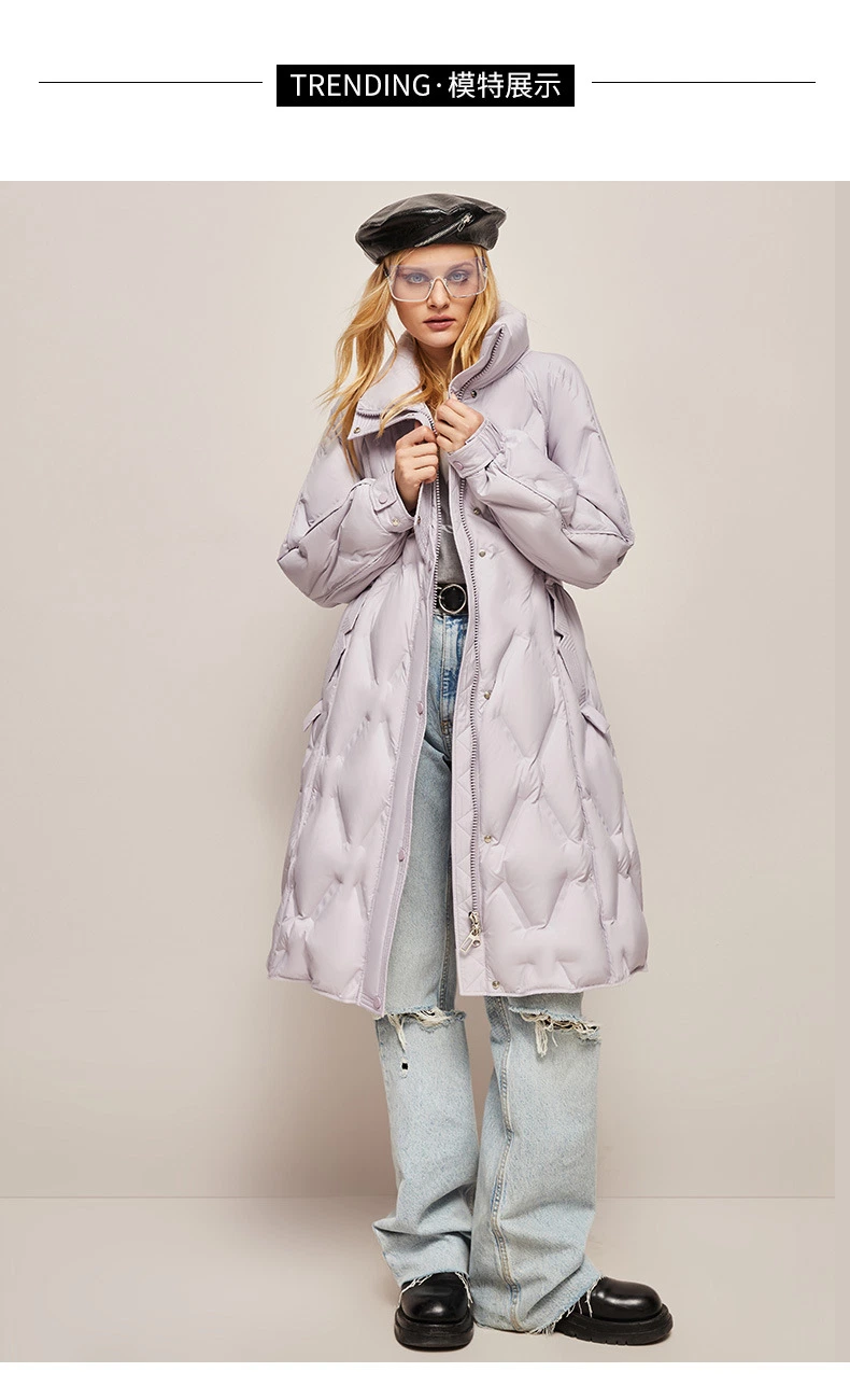 Gril&prime;s New Trend Diamond Quilted Winter Parka Women Long Puffer Jacket Women